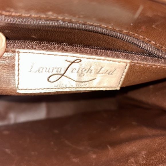 Laura Leigh Ltd Leather book bag shoulder bag  thick smooth leather brown Vintag - Picture 4 of 17